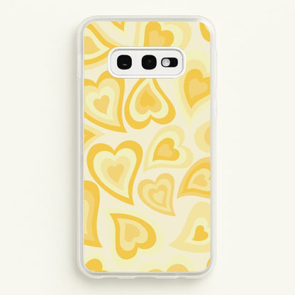 Yellow Hearts - Trippy Patterns  - Trippy Patterns Phone Case for Galaxy S10e