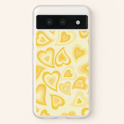 Yellow Hearts - Trippy Patterns  - Trippy Patterns Phone Case for Google Pixel 8a