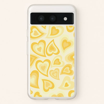 Yellow Hearts - Trippy Patterns  - Trippy Patterns Phone Case for Google Pixel 8a