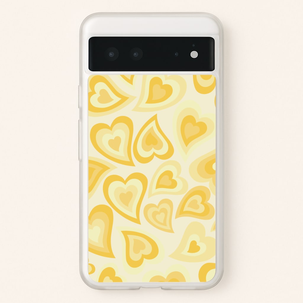 Yellow Hearts - Trippy Patterns  - Trippy Patterns Phone Case for Google Pixel 6