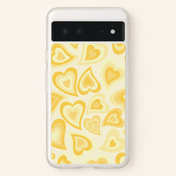 Yellow Hearts - Trippy Patterns  - Trippy Patterns Phone Case for Google Pixel 6