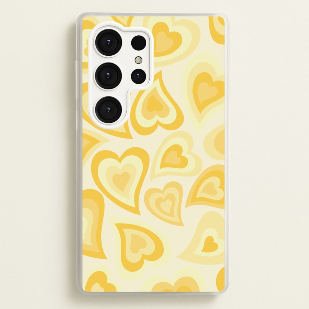Yellow Hearts - Trippy Patterns  - Trippy Patterns Phone Case for Galaxy S25 Ultra