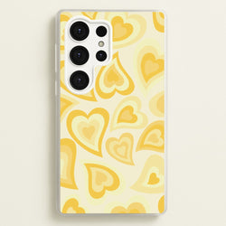 Yellow Hearts - Trippy Patterns  - Trippy Patterns Phone Case for Galaxy S25 Ultra