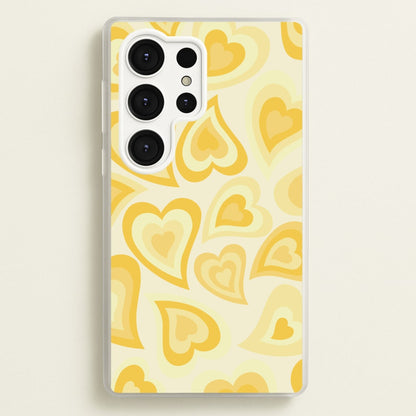 Yellow Hearts - Trippy Patterns  - Trippy Patterns Phone Case for Galaxy S25 Ultra