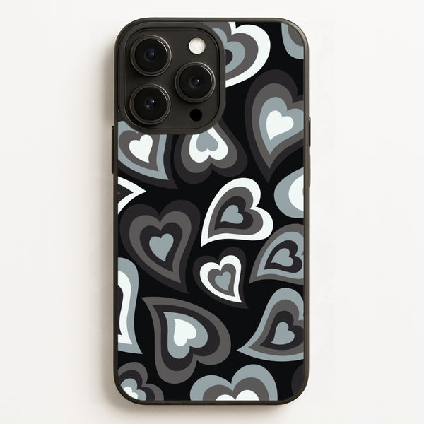 Black Hearts - Trippy Patterns  - Trippy Patterns Phone Case for iPhone 16 Pro Max