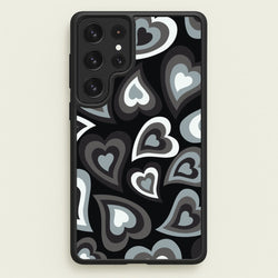 Black Hearts - Trippy Patterns  - Trippy Patterns Phone Case for Galaxy S22 Ultra
