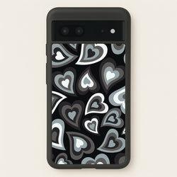 Black Hearts - Trippy Patterns  - Trippy Patterns Phone Case for Google Pixel 7