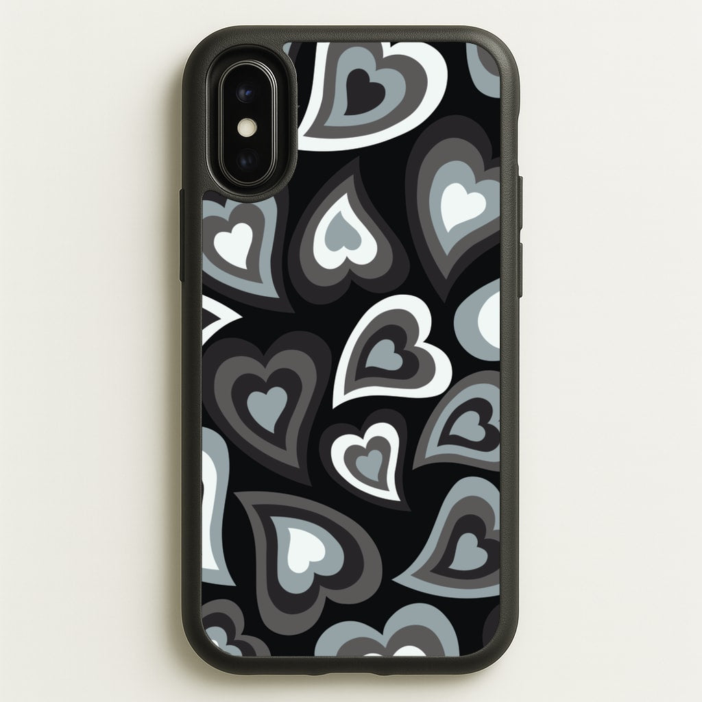 Black Hearts - Trippy Patterns  - Trippy Patterns Phone Case for iPhone X / XS
