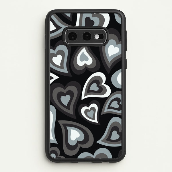 Black Hearts - Trippy Patterns  - Trippy Patterns Phone Case for Galaxy S10e