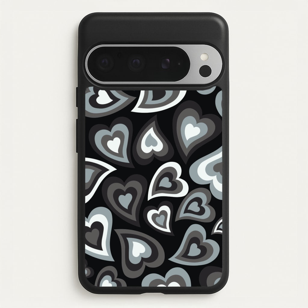 Black Hearts - Trippy Patterns  - Trippy Patterns Phone Case for Google Pixel 9 Pro XL