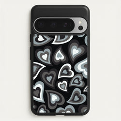 Black Hearts - Trippy Patterns  - Trippy Patterns Phone Case for Google Pixel 9 Pro XL