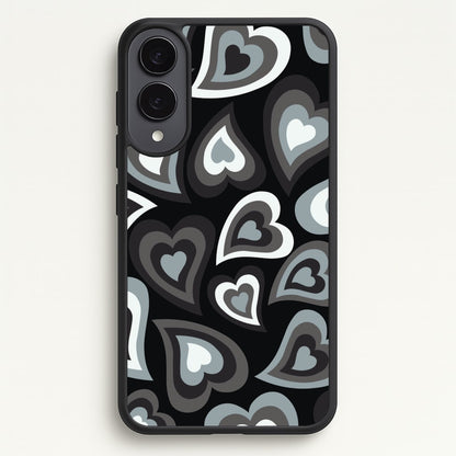 Black Hearts - Trippy Patterns  - Trippy Patterns Phone Case for Galaxy S25 Edge