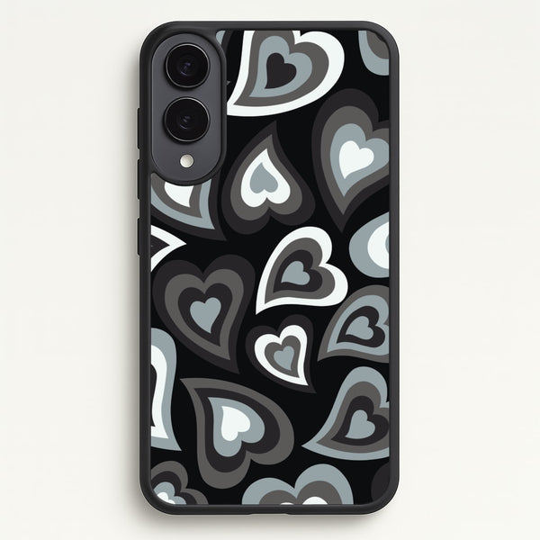 Black Hearts - Trippy Patterns  - Trippy Patterns Phone Case for Galaxy S25 Edge