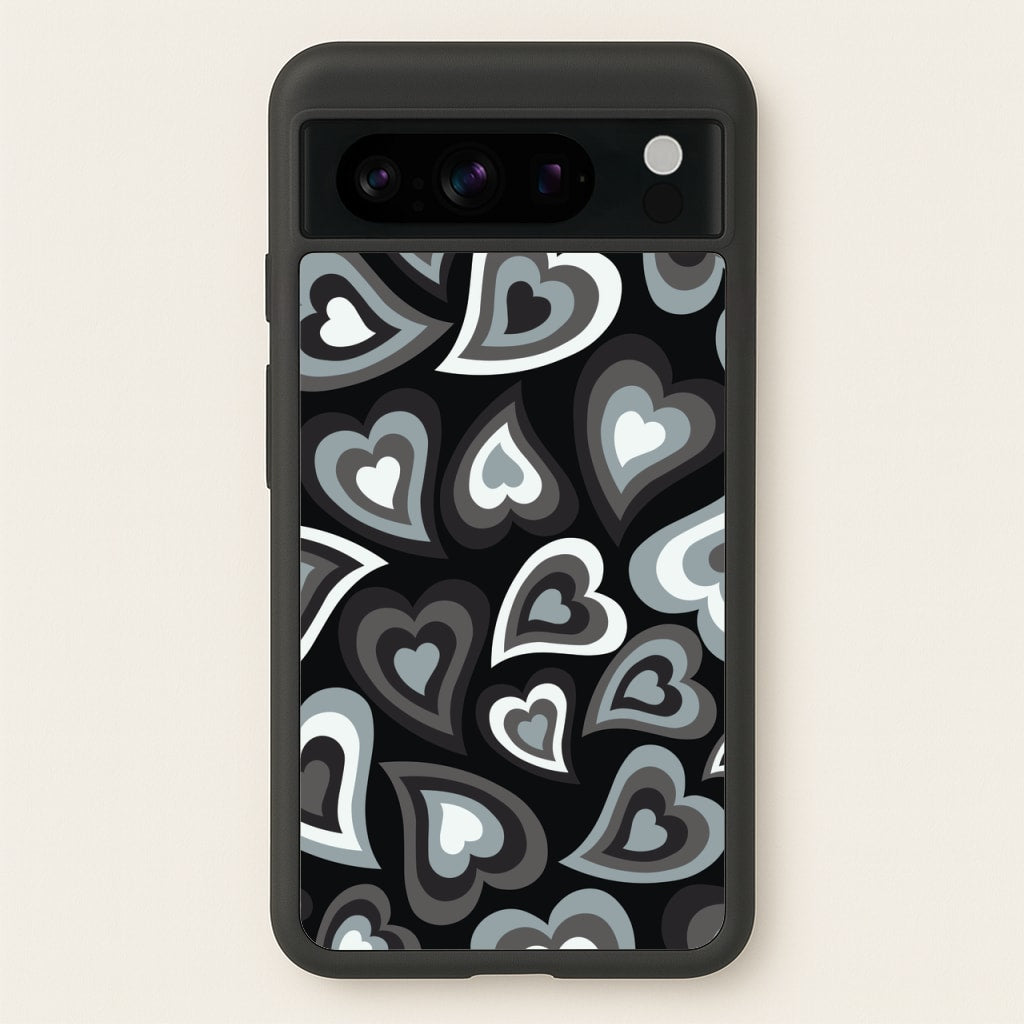 Black Hearts - Trippy Patterns  - Trippy Patterns Phone Case for Google Pixel 8 Pro