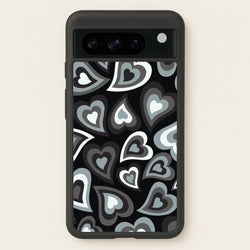 Black Hearts - Trippy Patterns  - Trippy Patterns Phone Case for Google Pixel 8 Pro