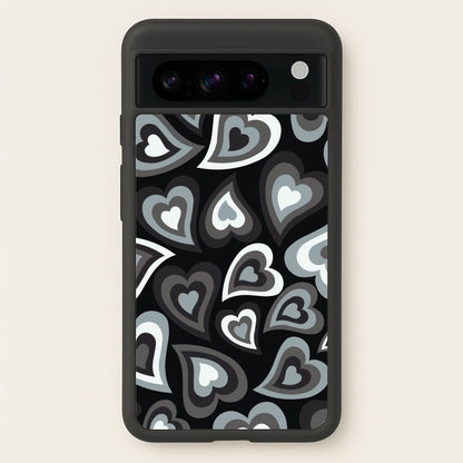 Black Hearts - Trippy Patterns  - Trippy Patterns Phone Case for Google Pixel 8 Pro