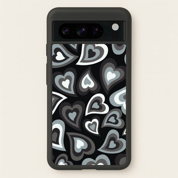 Black Hearts - Trippy Patterns  - Trippy Patterns Phone Case for Google Pixel 8 Pro
