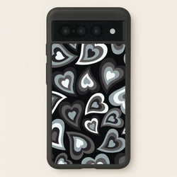 Black Hearts - Trippy Patterns  - Trippy Patterns Phone Case for Google Pixel 7 Pro