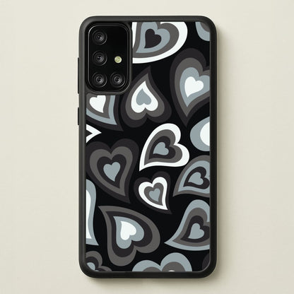 Black Hearts - Trippy Patterns  - Trippy Patterns Phone Case for Galaxy A71