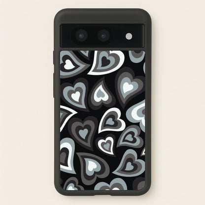 Black Hearts - Trippy Patterns  - Trippy Patterns Phone Case for Google Pixel 8a