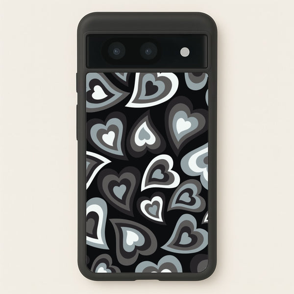 Black Hearts - Trippy Patterns  - Trippy Patterns Phone Case for Google Pixel 8a