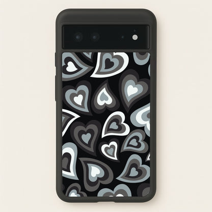 Black Hearts - Trippy Patterns  - Trippy Patterns Phone Case for Google Pixel 6