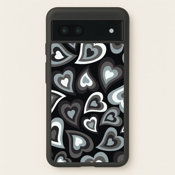 Black Hearts - Trippy Patterns  - Trippy Patterns Phone Case for Google Pixel 7a