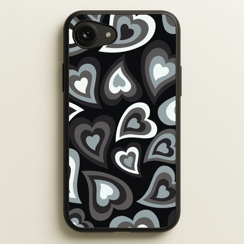 Black Hearts - Trippy Patterns  - Trippy Patterns Phone Case for iPhone 16e