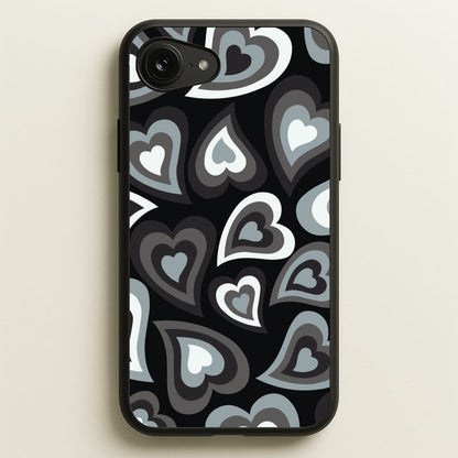 Black Hearts - Trippy Patterns  - Trippy Patterns Phone Case for iPhone 16e