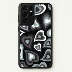 Black Hearts - Trippy Patterns  - Trippy Patterns Phone Case for Galaxy S21 Ultra