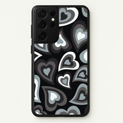 Black Hearts - Trippy Patterns  - Trippy Patterns Phone Case for Galaxy S21 Ultra