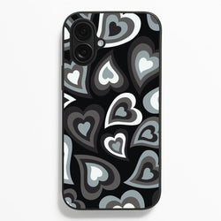 Black Hearts - Trippy Patterns  - Trippy Patterns Phone Case for iPhone 16 Plus