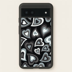 Black Hearts - Trippy Patterns  - Trippy Patterns Phone Case for Google Pixel 6a