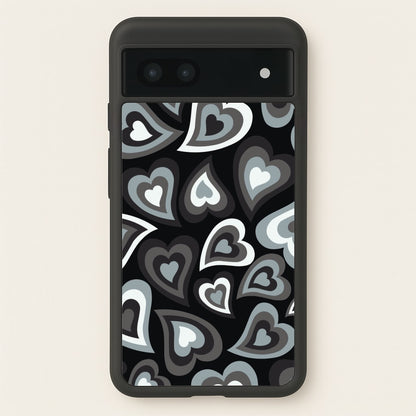 Black Hearts - Trippy Patterns  - Trippy Patterns Phone Case for Google Pixel 6a