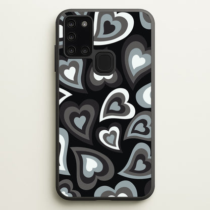 Black Hearts - Trippy Patterns  - Trippy Patterns Phone Case for Galaxy A21s