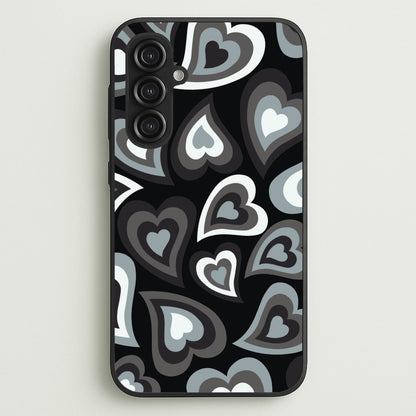 Black Hearts - Trippy Patterns  - Trippy Patterns Phone Case for Galaxy S23FE