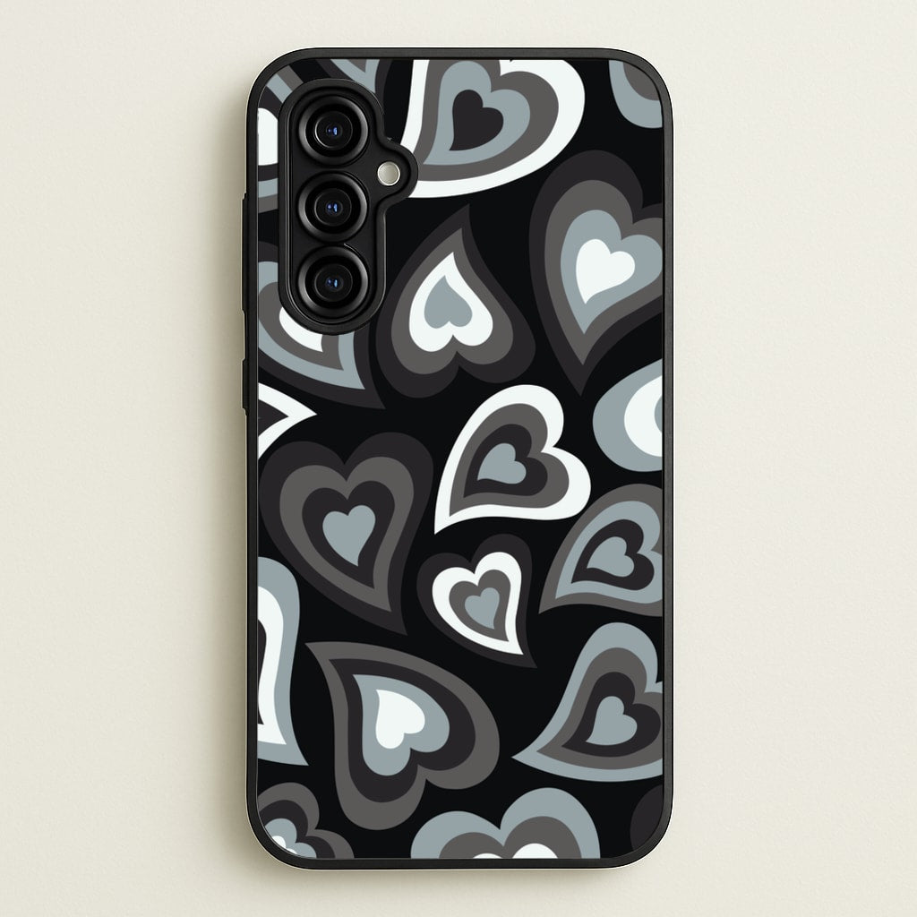 Black Hearts - Trippy Patterns  - Trippy Patterns Phone Case for Galaxy A54