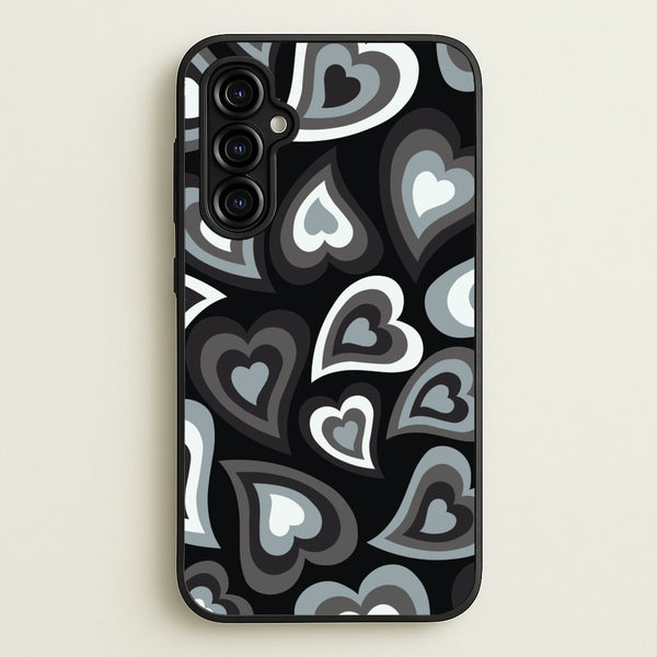Black Hearts - Trippy Patterns  - Trippy Patterns Phone Case for Galaxy A54