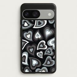 Black Hearts - Trippy Patterns  - Trippy Patterns Phone Case for Google Pixel 9 / 9 Pro