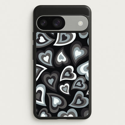 Black Hearts - Trippy Patterns  - Trippy Patterns Phone Case for Google Pixel 9 / 9 Pro