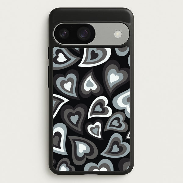 Black Hearts - Trippy Patterns  - Trippy Patterns Phone Case for Google Pixel 9 / 9 Pro