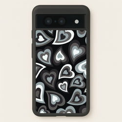 Black Hearts - Trippy Patterns  - Trippy Patterns Phone Case for Google Pixel 8