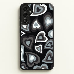 Black Hearts - Trippy Patterns  - Trippy Patterns Phone Case for Galaxy A36