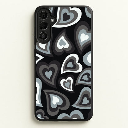 Black Hearts - Trippy Patterns  - Trippy Patterns Phone Case for Galaxy A36