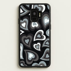 Black Hearts - Trippy Patterns  - Trippy Patterns Phone Case for Galaxy S9