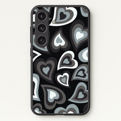 Black Hearts - Trippy Patterns  - Trippy Patterns Phone Case for Galaxy S24 Plus