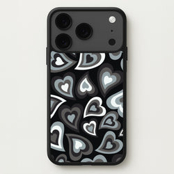 Black Hearts - Trippy Patterns Phone Case for iPhone 17 Pro