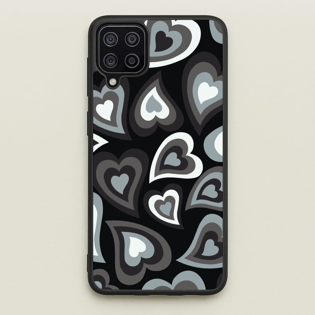 Black Hearts - Trippy Patterns  - Trippy Patterns Phone Case for Galaxy A12