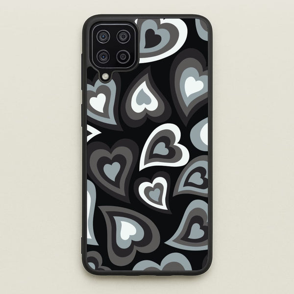 Black Hearts - Trippy Patterns  - Trippy Patterns Phone Case for Galaxy A12