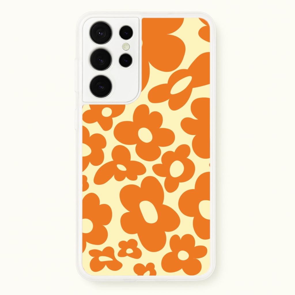 Orange Flowers - Trippy Patterns  - Trippy Patterns Phone Case for Galaxy S21 Ultra